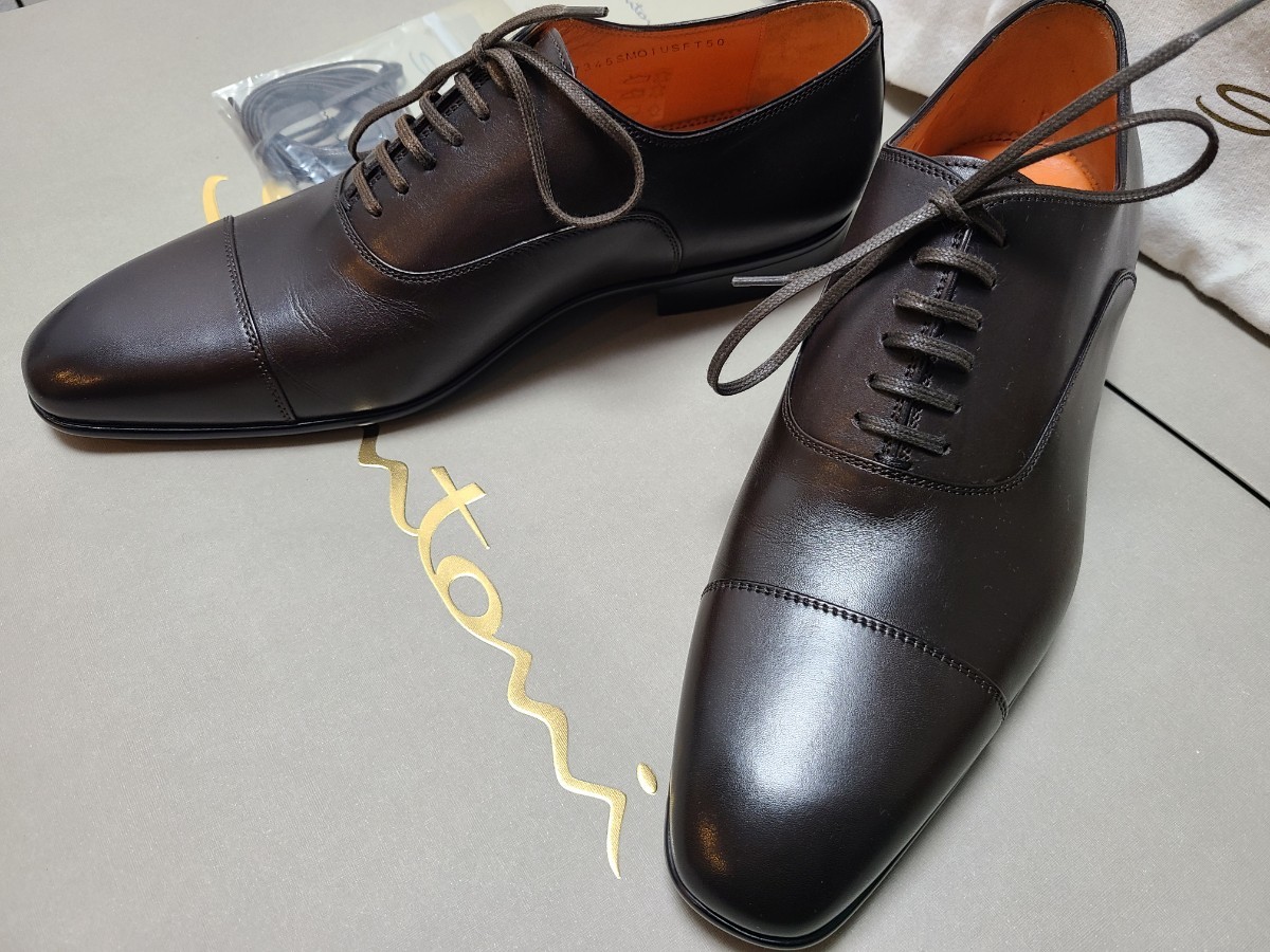 新品未使用】サントーニ Santoni 革靴 ダークブラウン 定価 10万