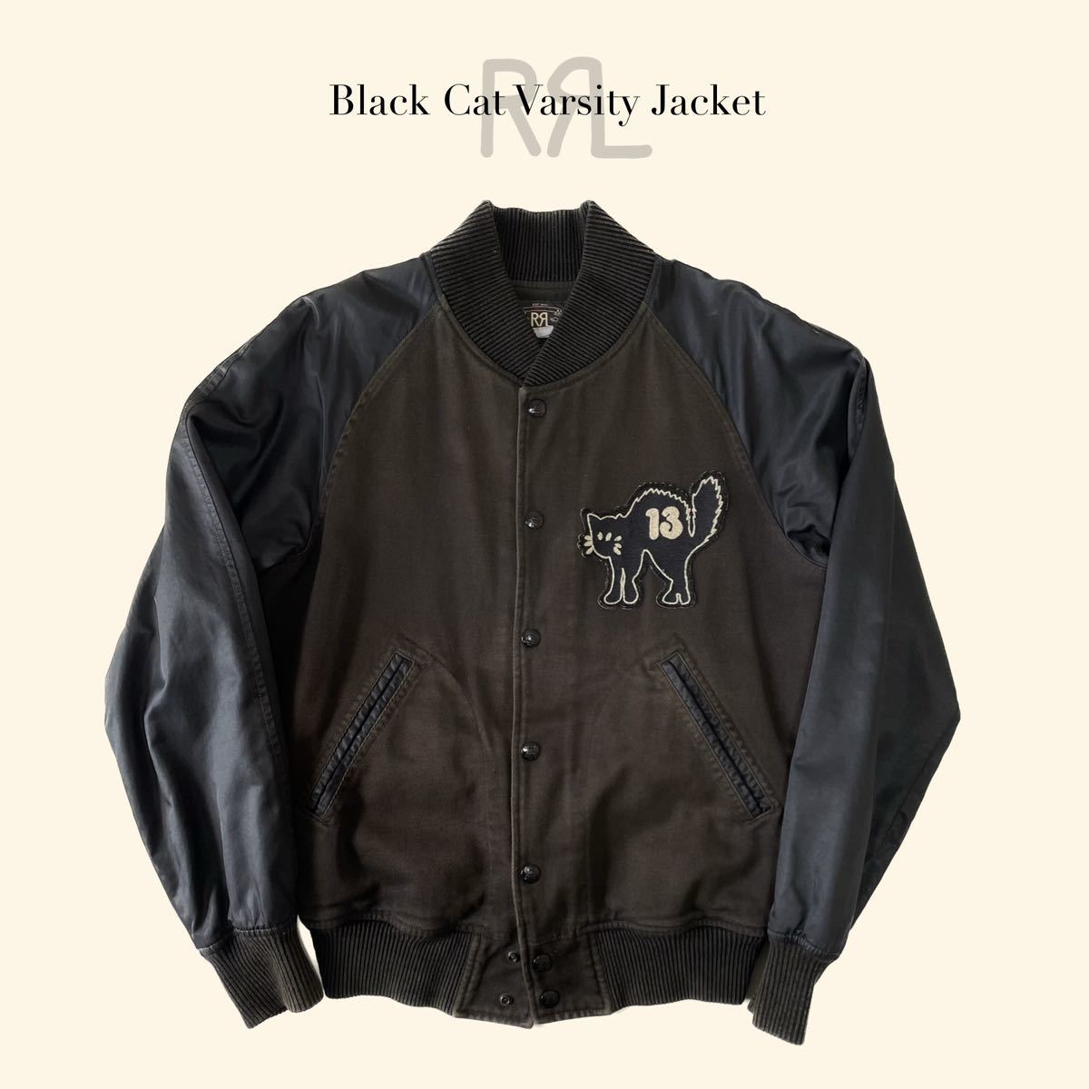 傑作】RRL “Black Cat Varsity Jacket” S スタジャン ブラックキャット