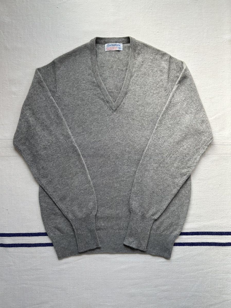 70s 80s Ballantyne Cashmere V-neck Sweater バランタイン カシミア