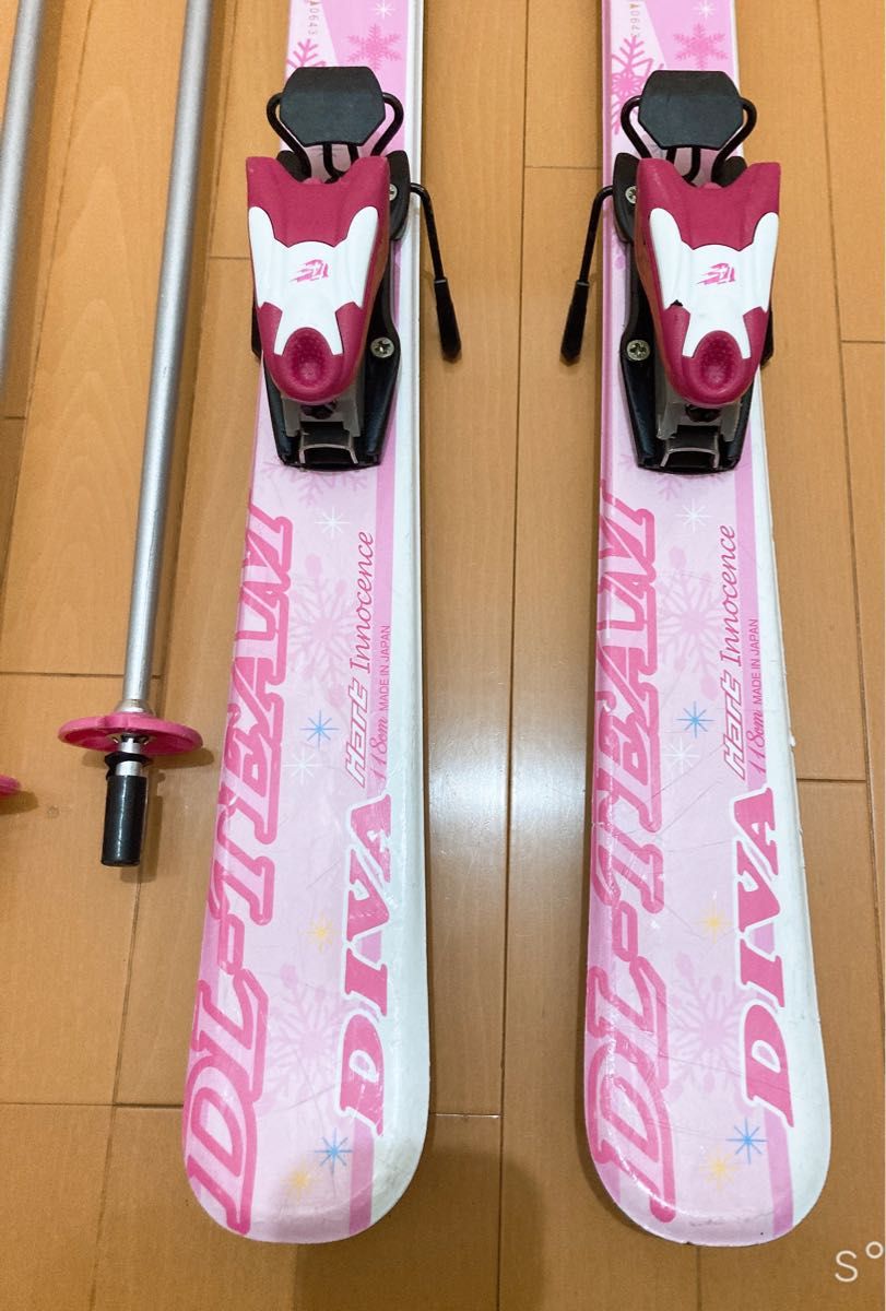 スキー 板 ストック付き 118センチ キッズ ジュニア hart 子供用