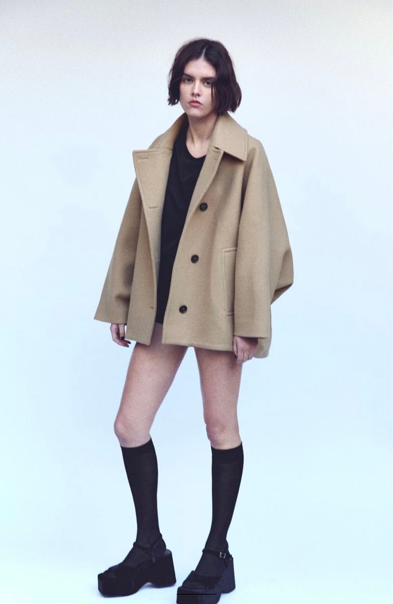 ZARA オーバーサイズショートウールブレンドコート 新品未使用 タグ