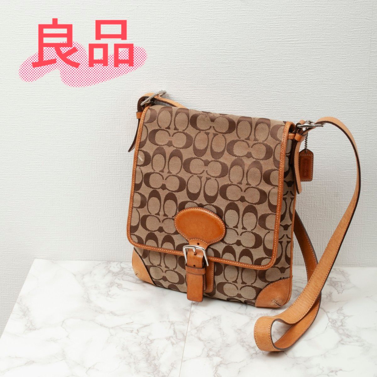 良品】COACH(コーチ)シグネチャー キャンバス ショルダーバッグ