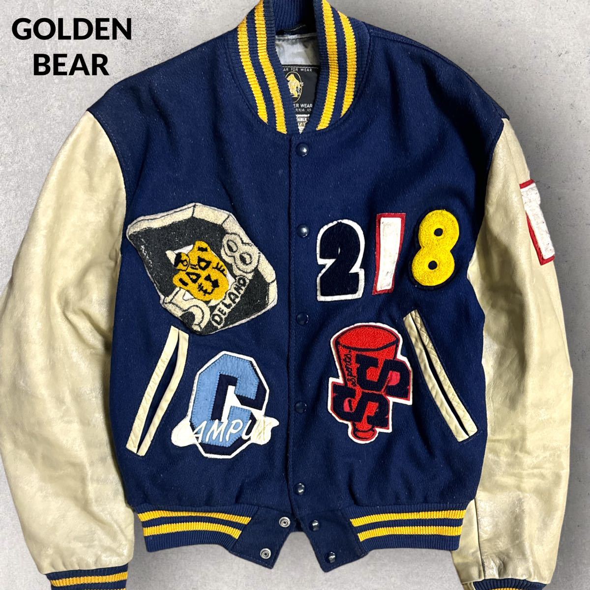 GOLDEN BEAR ゴールデンベア 60s ビンテージ 黒タグ 袖革 スタジャン