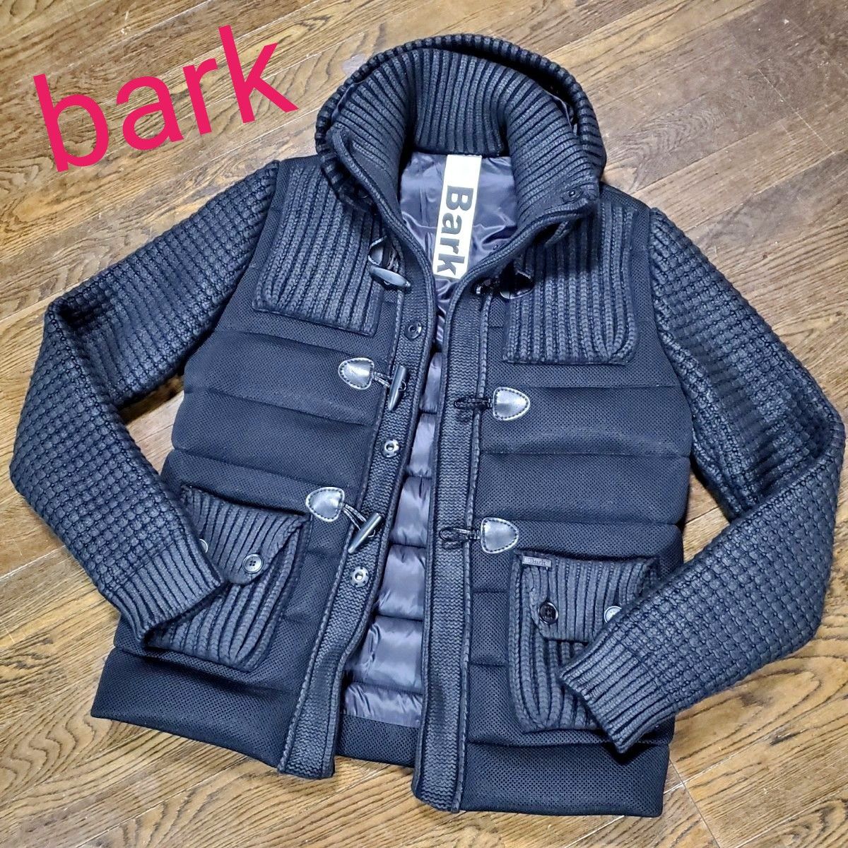 Bark ダウンコート ニットダッフル バーク イタリアニット アウター 黒