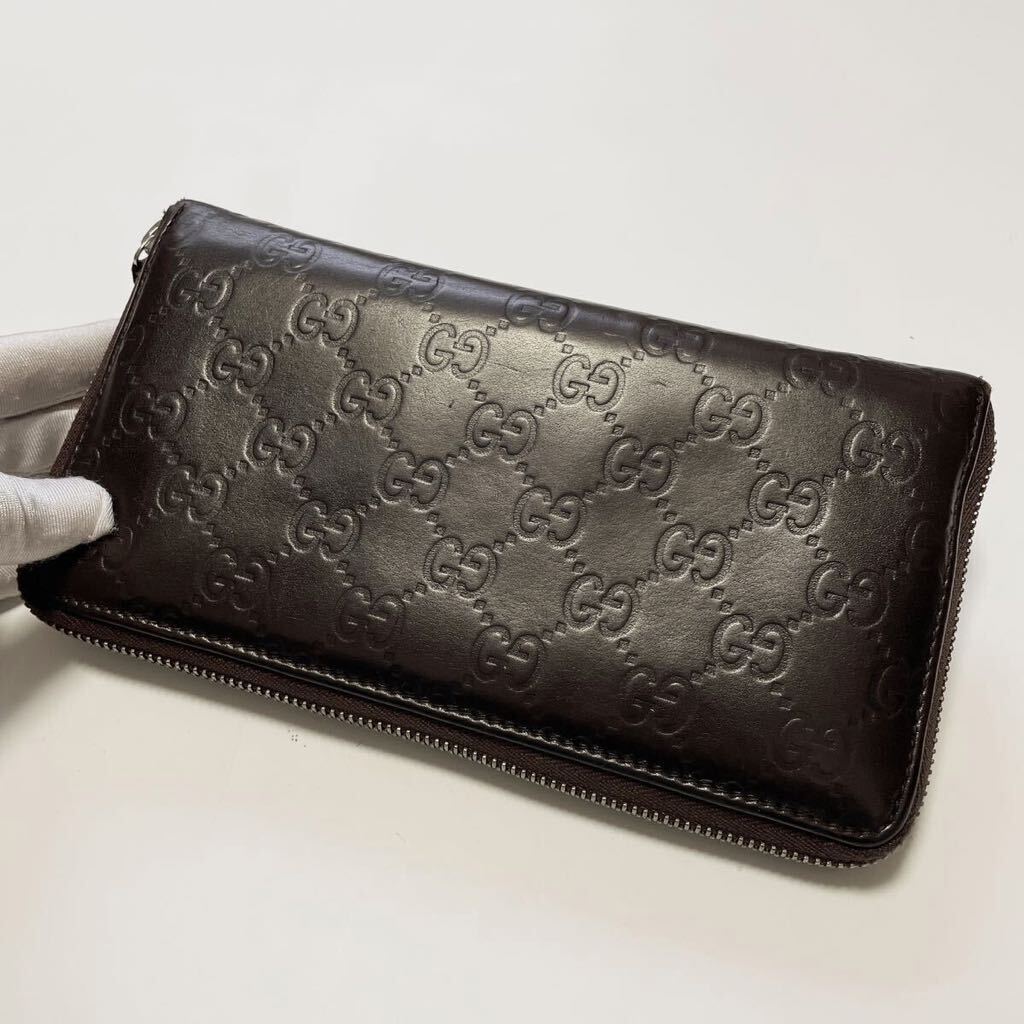 GUCCI グッチ シマ オーガナイザー ラウンドファスナー ジップ 長財布