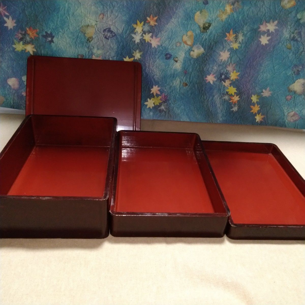 明治時代 骨董 漆器 野弁当 重箱 風景花絵 漆塗内朱 天然木｜Yahoo