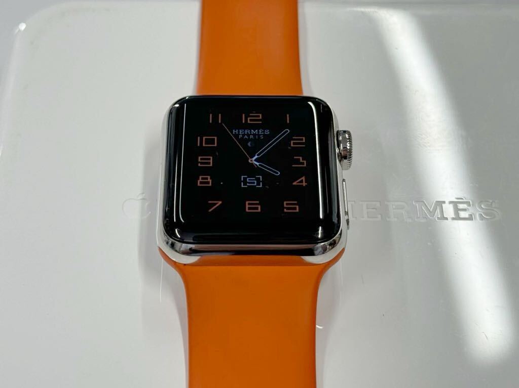 即決 Apple watch HERMES Series3 純正オレンジスポーツバンド38mm