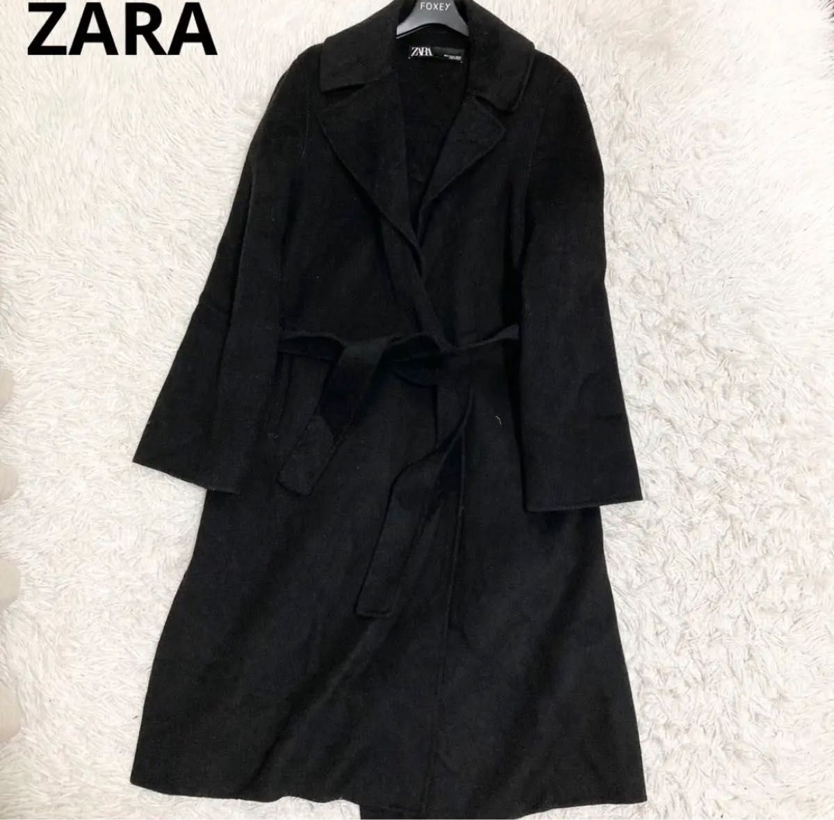 ZARA WOMAN ロングガウンコート ウエストマーク ブラック XS｜Yahoo