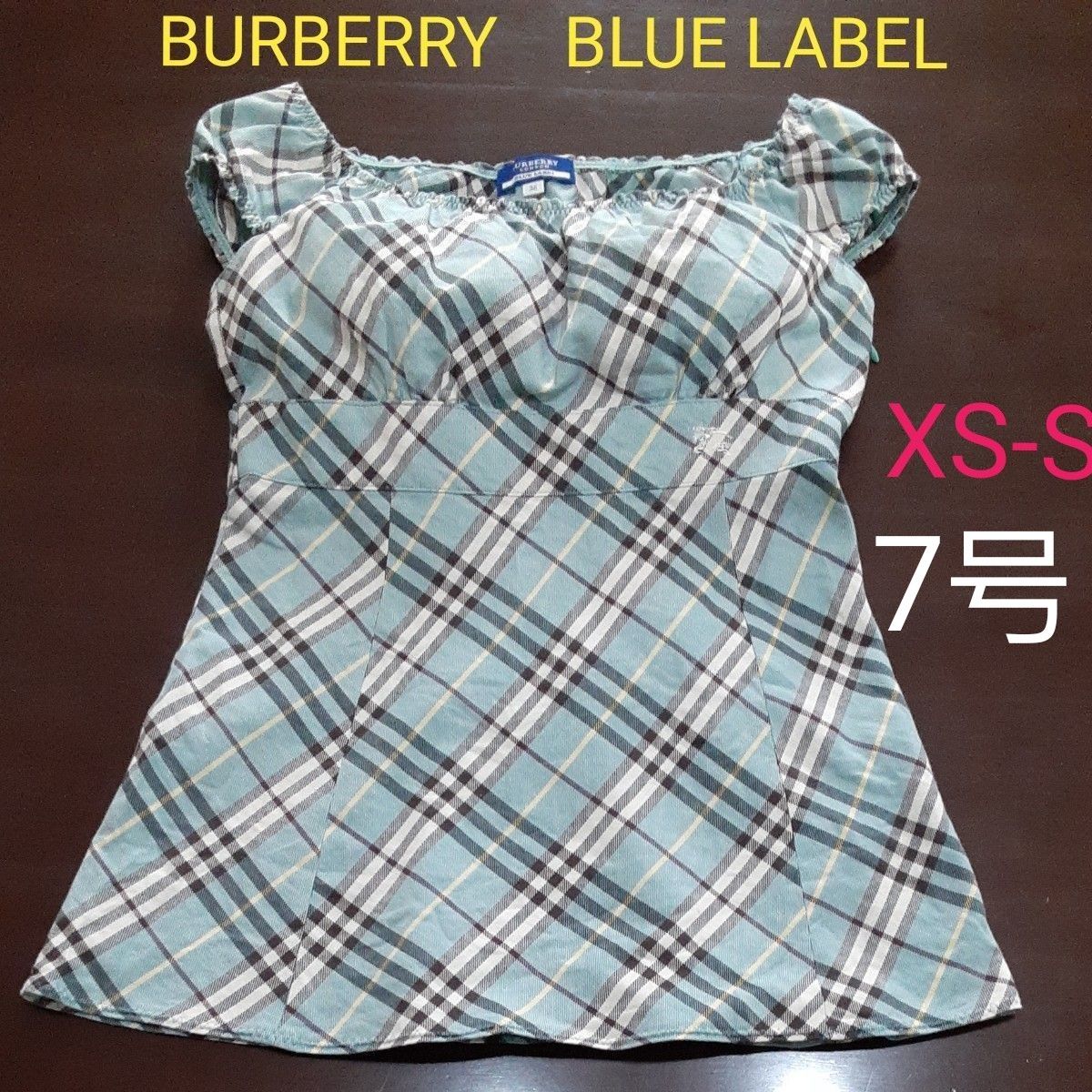 バーバリーチェックトップス水色春夏物 BURBERRY LONDON BLUE LABEL