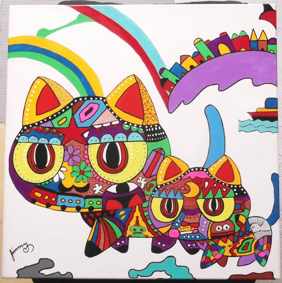 Yahoo!オークション - ジミー大西 cats ねこちゃん 模写/立体的な変わ