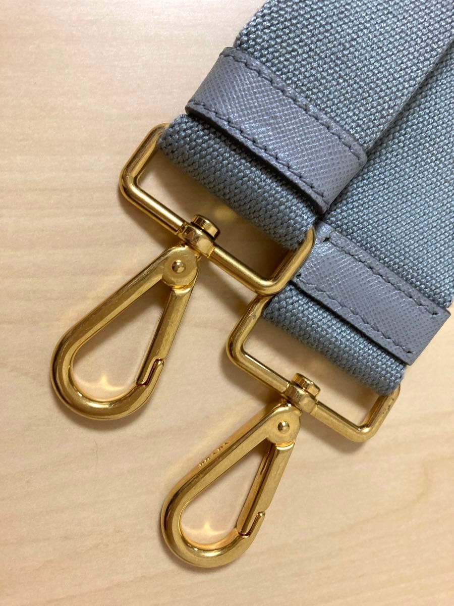 プラダ PRADA ショルダー 紐 ストラップ キャンバス レザー グレー