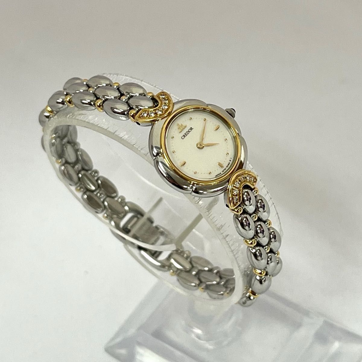 稼働 極美品 SEIKO CREDOR 18KT クレドール 天然ダイヤモンド 12P