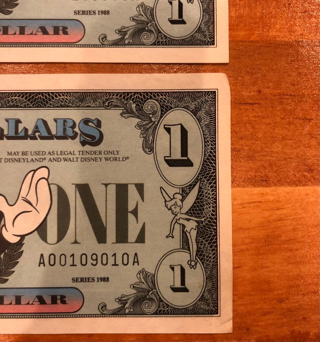 ディズニーダラー 1ドル札 連番10枚 ミッキーマウス Disney dollars 1