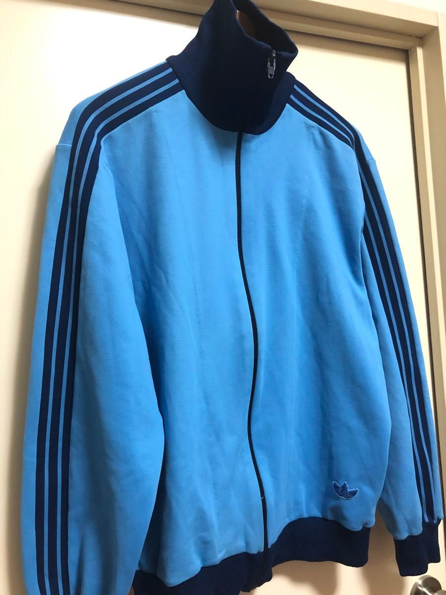 adidas トラックジャケット 70s 5号 ジャージ 水色 メンズ 古着
