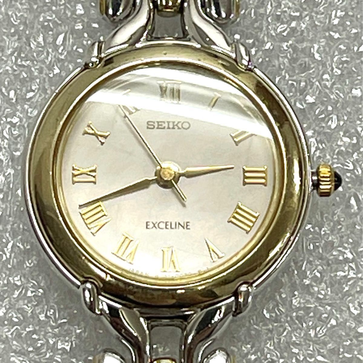 稼働 SEIKO EXCELINE 腕時計 レディース コンビブレス ローマン