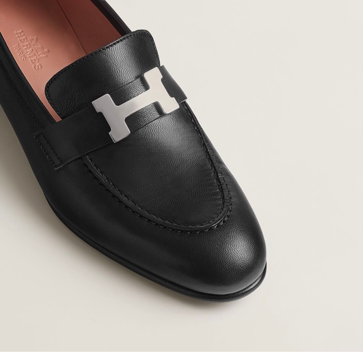 HERMES エルメス モカシンパリ 37 24cm 新品未使用 ブラック シルバー