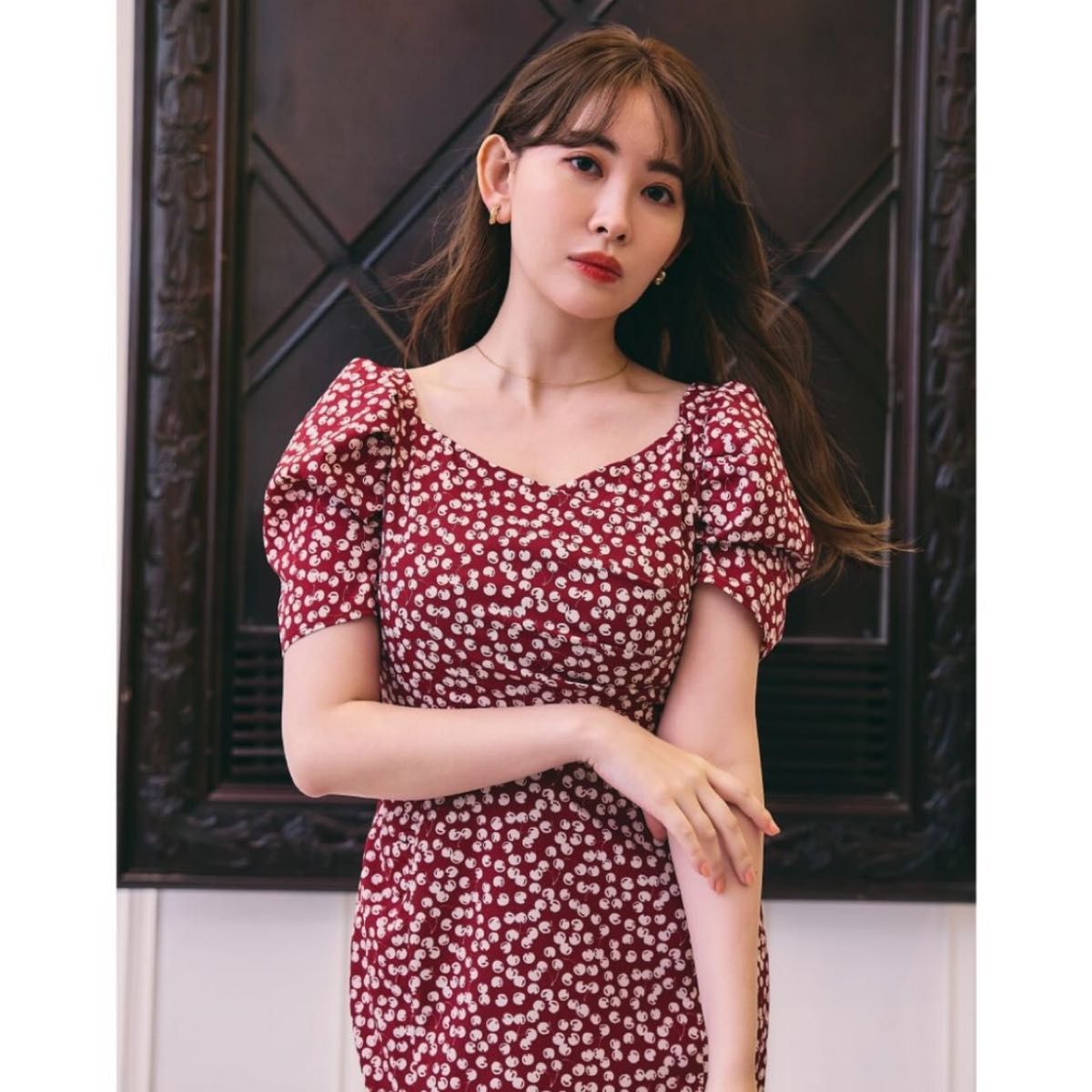 CHERRY PATTERN CACHE-COEUR ONE-PIECE herlipto チェリー ワンピース