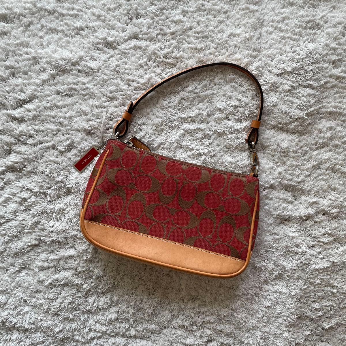 COACH コーチ シグネチャー レザー キャンバス ハンドバッグ