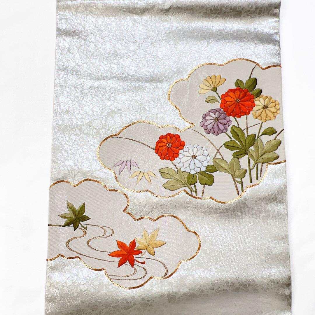 刺繍 名古屋帯 金駒刺繍 花模様 雲 着物 014w｜Yahoo!フリマ（旧PayPay