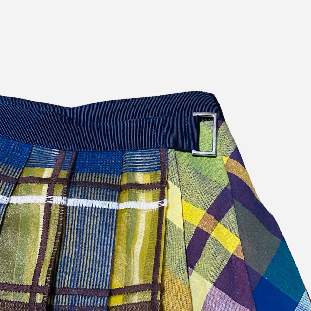 美品 sacai サカイ パッチワーク チェックスカート スカート｜Yahoo