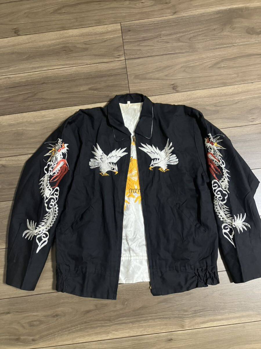 50s スーベニアジャケット スカジャン 鷹 金虎 ヴィンテージ 襟付き