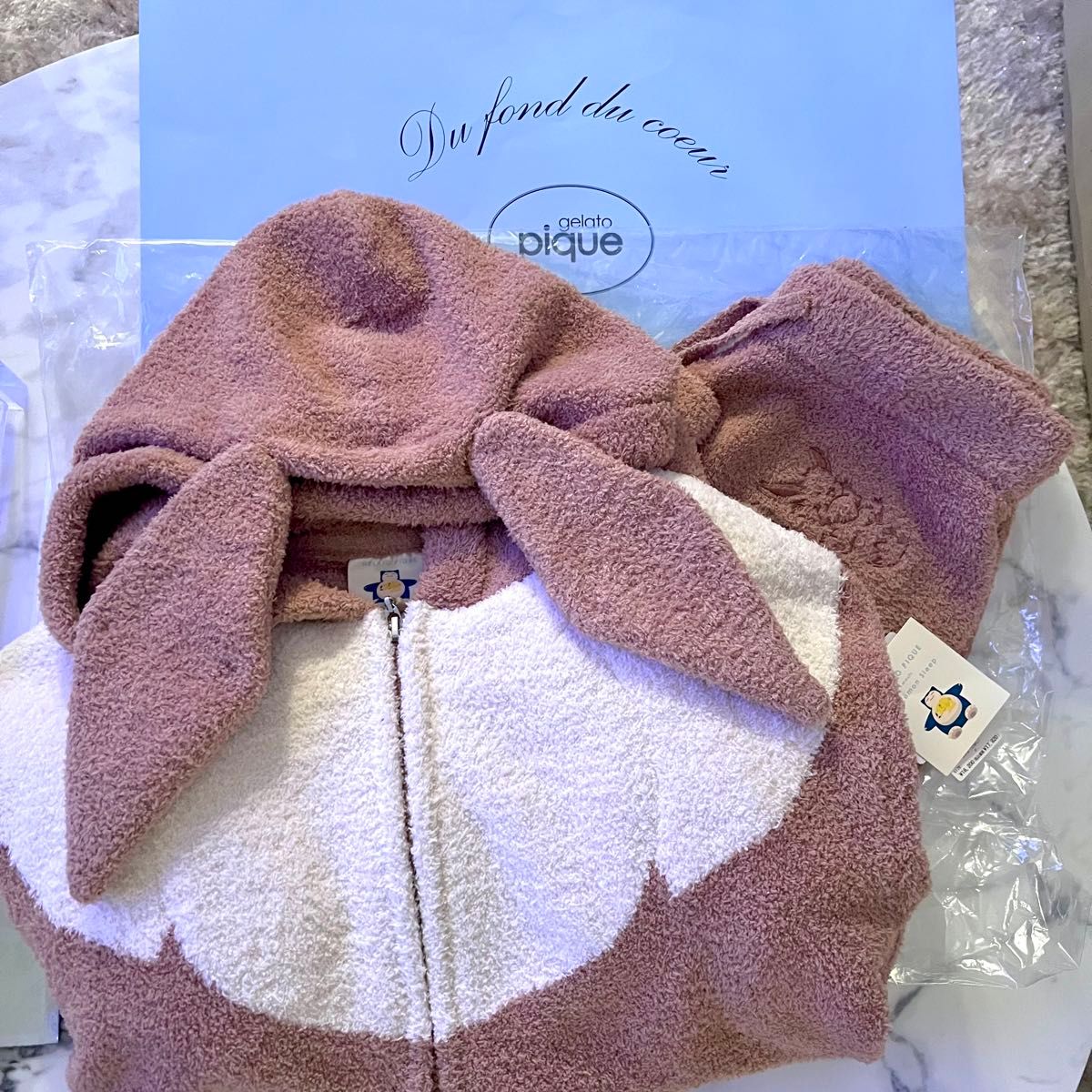 新品 ジェラートピケ ベビモコ イーブイ パーカ＆ショートパンツセット