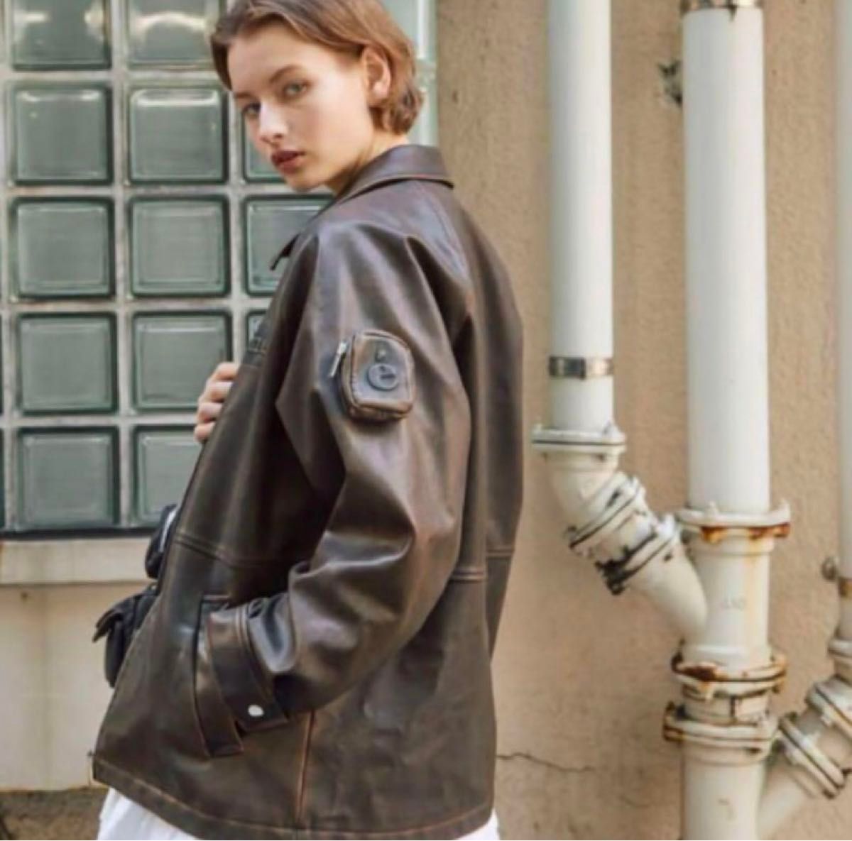 エピヌ pine leather jacket ダメージブラウン｜Yahoo!フリマ（旧
