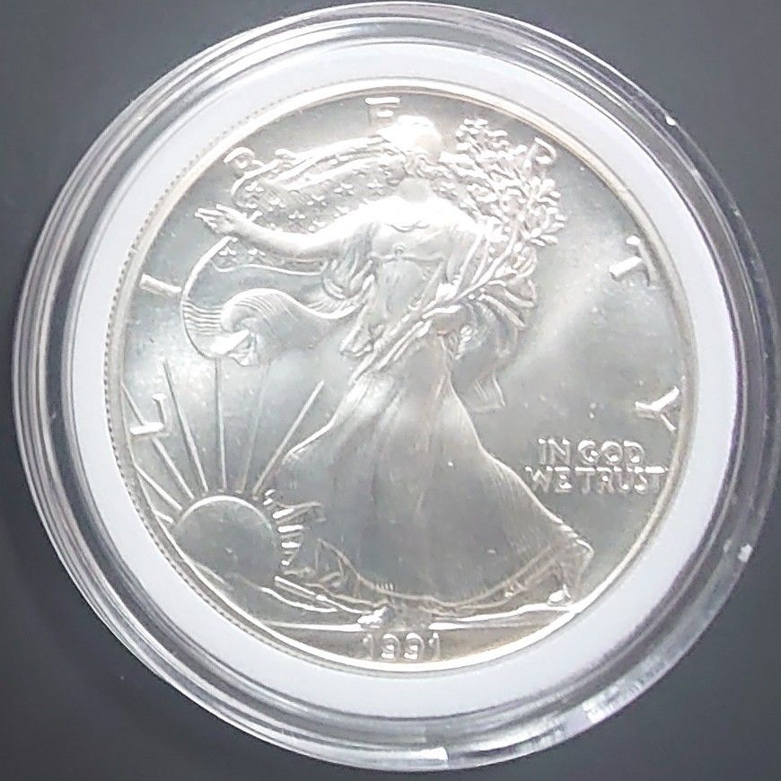 1991年アメリカ銀貨 1ドルシルバーイーグル1オンス銀貨 ウォーキング