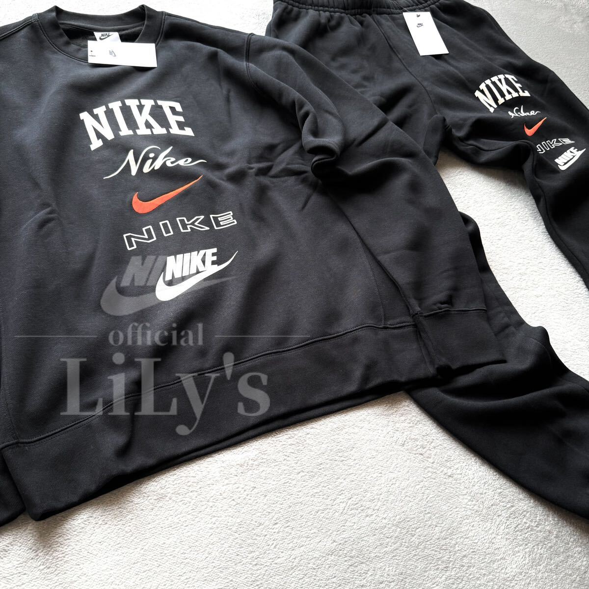 新品 NIKE上下セットアップ L ブラックオレンジ 黒 ナイキ 送料無料