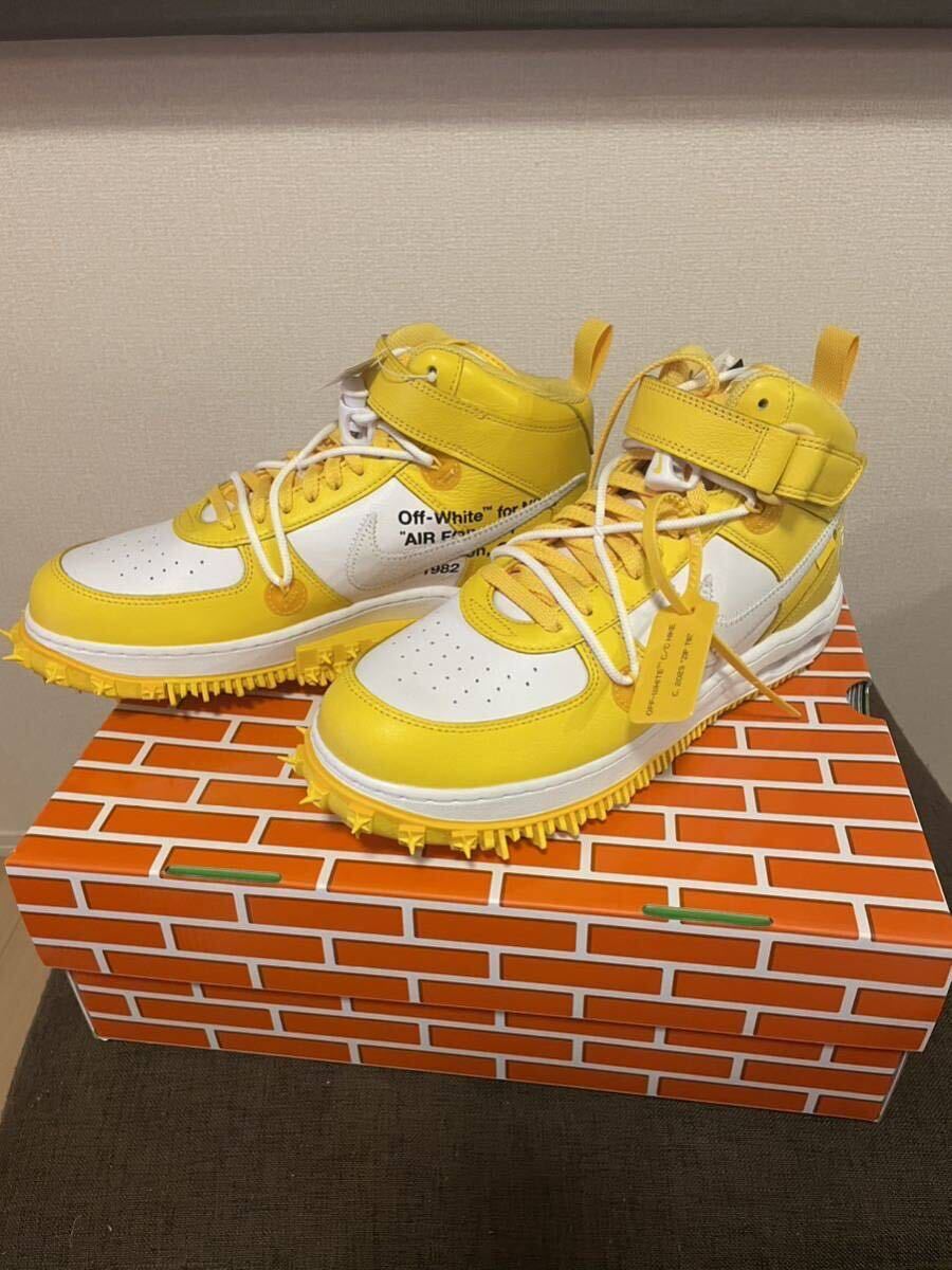 NIKE AIR FORCE 1 MID Off-White White and Varsity Maize 28 5cm
