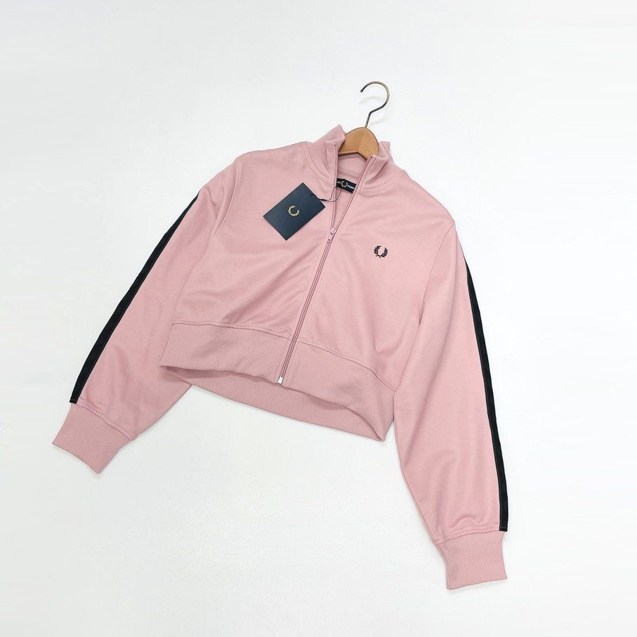 FRED PERRY ピンク×ブラック クロップドトラックジャケット ジャージ