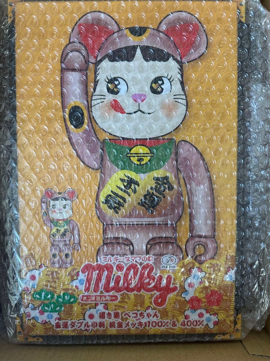 招き猫 BE@RBRICK 桃金メッキ100％ - BE@RBRICK 招き猫 ペコちゃん 桃