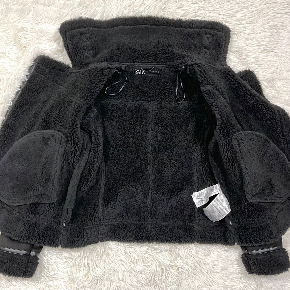 ZARA ザラ フェイクムートン ダブルライダースジャケット 裏地ボア B-3