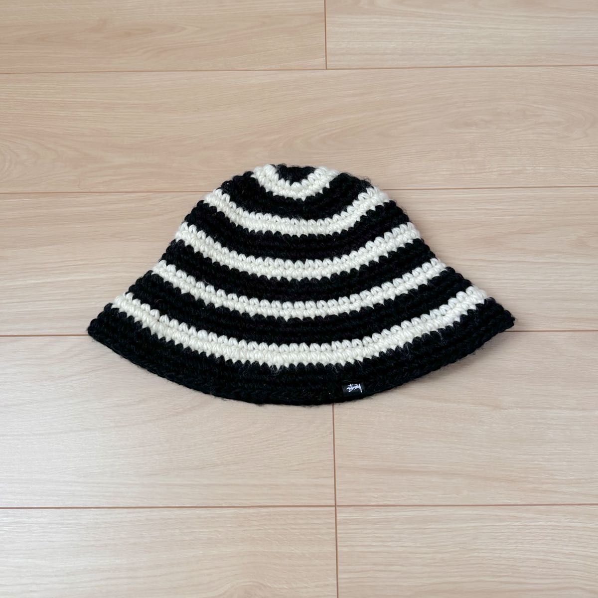 美品 Stussy Swirl Knit Bucket Hat Blackステューシー ラウンド