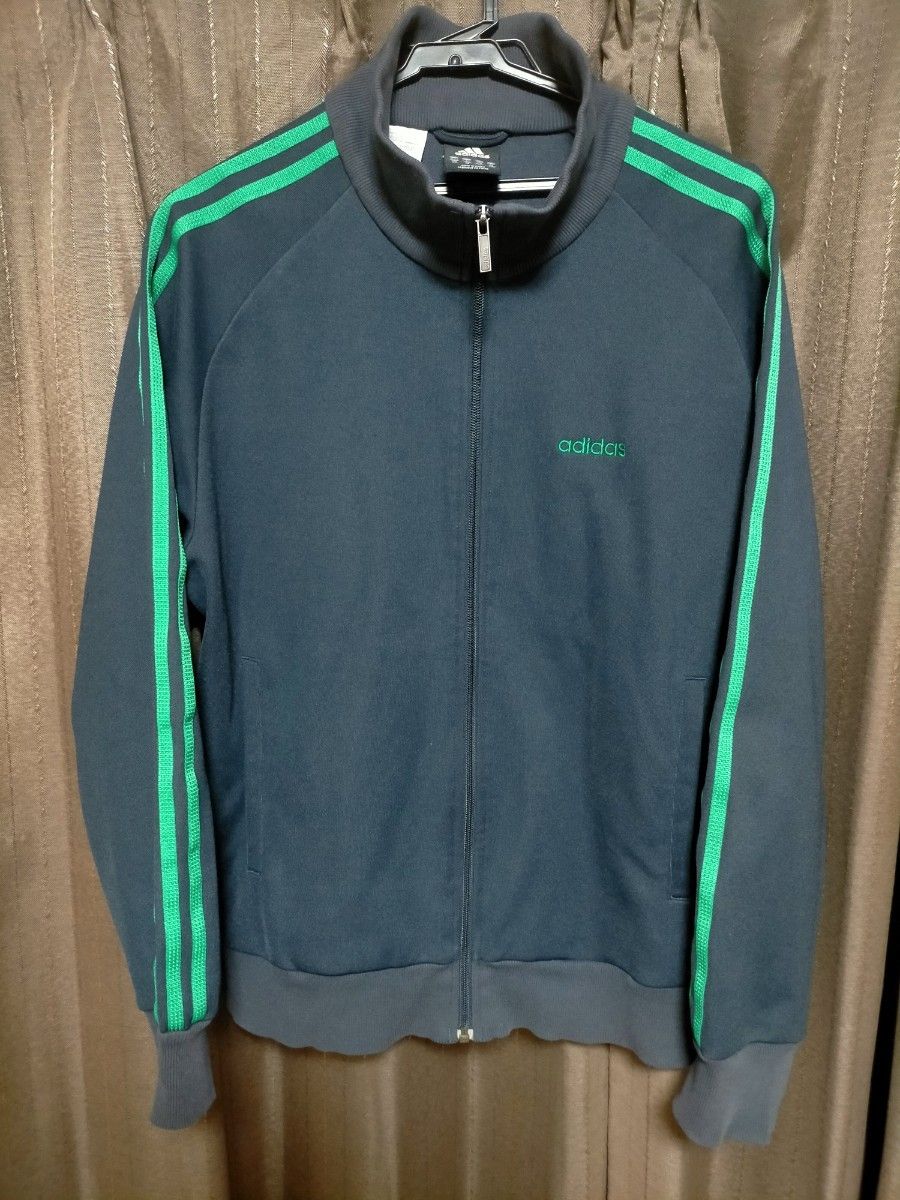 00s adidas アディダス トラックジャケット ネイビー グリーンライン M