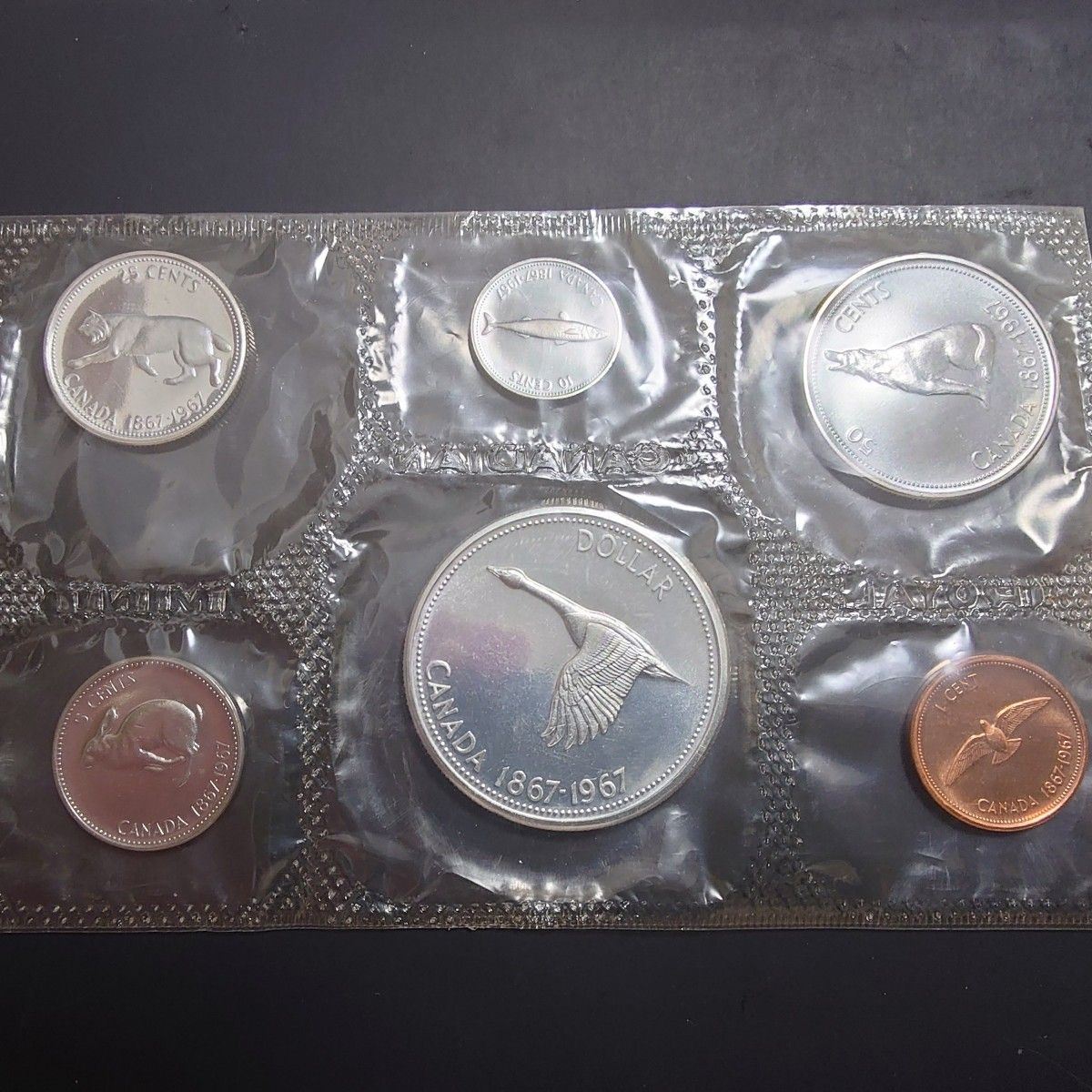 1967年カナダ銀貨 建国100周年記念 プルーフ貨幣セット 銀貨4枚SV800