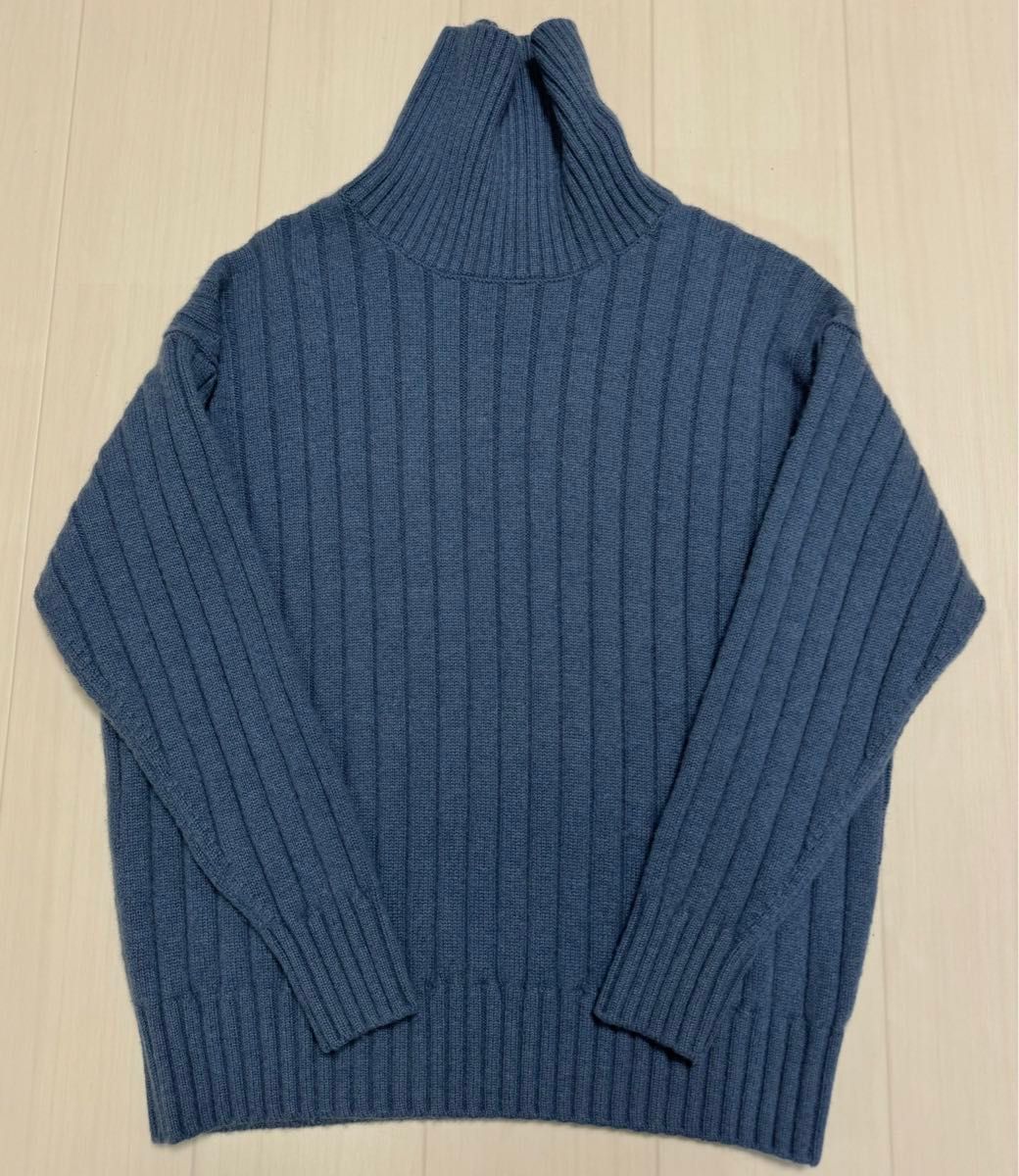 ebure エブール Cashmere Turtle Neck Pullover Blue ブルー ロン