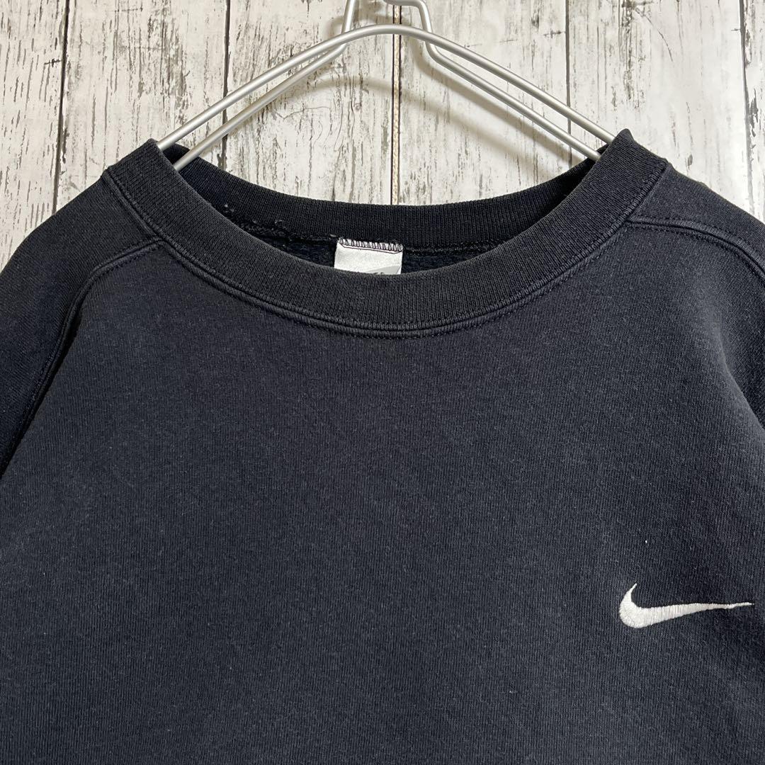 90's NIKE ナイキ 白タグ 銀タグ スウェット トレーナー L 黒 ブラック