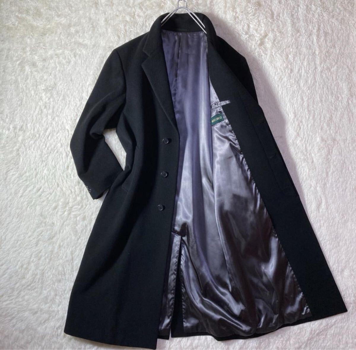 アパレル】 美品 アンゴラ混 チェスターコート ロング丈 日本製 180 XL