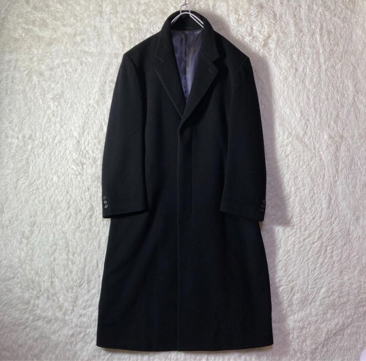 アパレル】 美品 アンゴラ混 チェスターコート ロング丈 日本製 180 XL