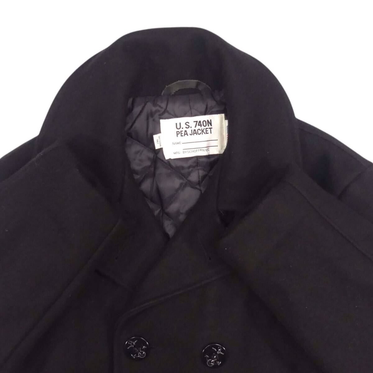即決 アメリカ製 Schott メンズ XL ピーコート Pコート ショット 42 黒