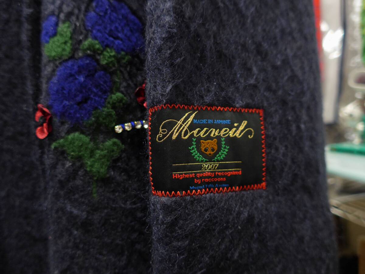MUVEIL ミュベール 22AW ビジュー スパンコール サテン ウールシャギー