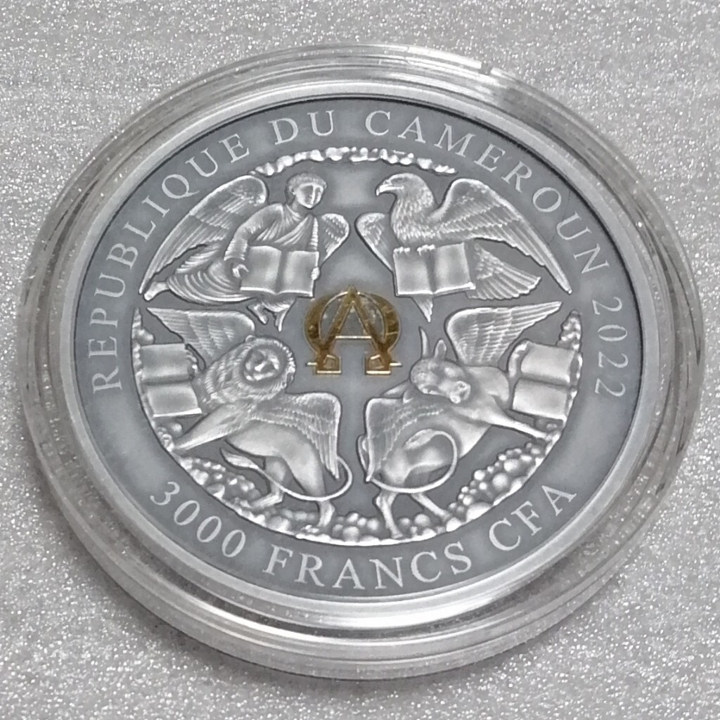 3オンス カメルーン 2022 大淫婦バビロン 銀貨 金メッキ ハイレリーフ