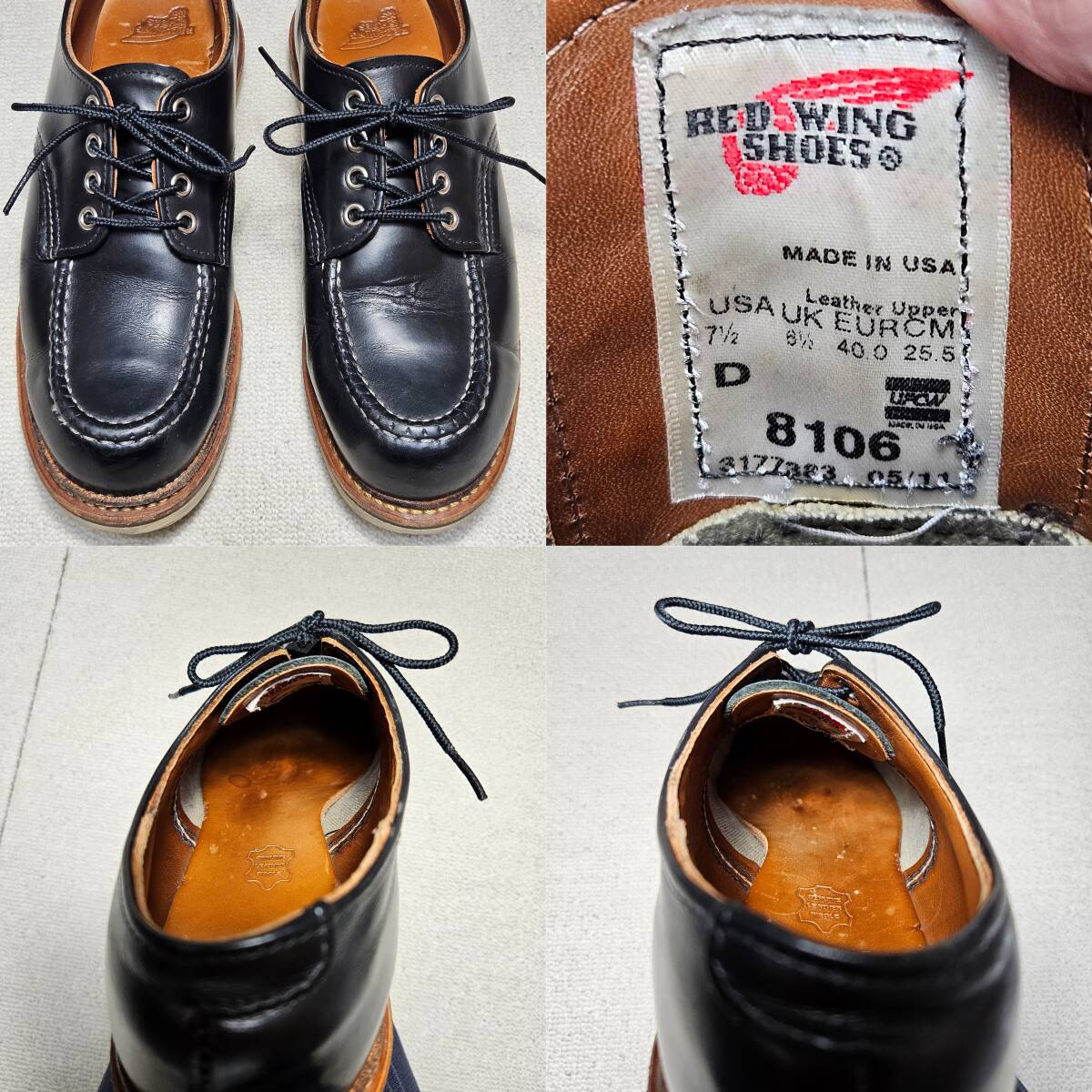 redwing レッドウィング 8106 オックスフォード 7 5D 25 5cm 黒