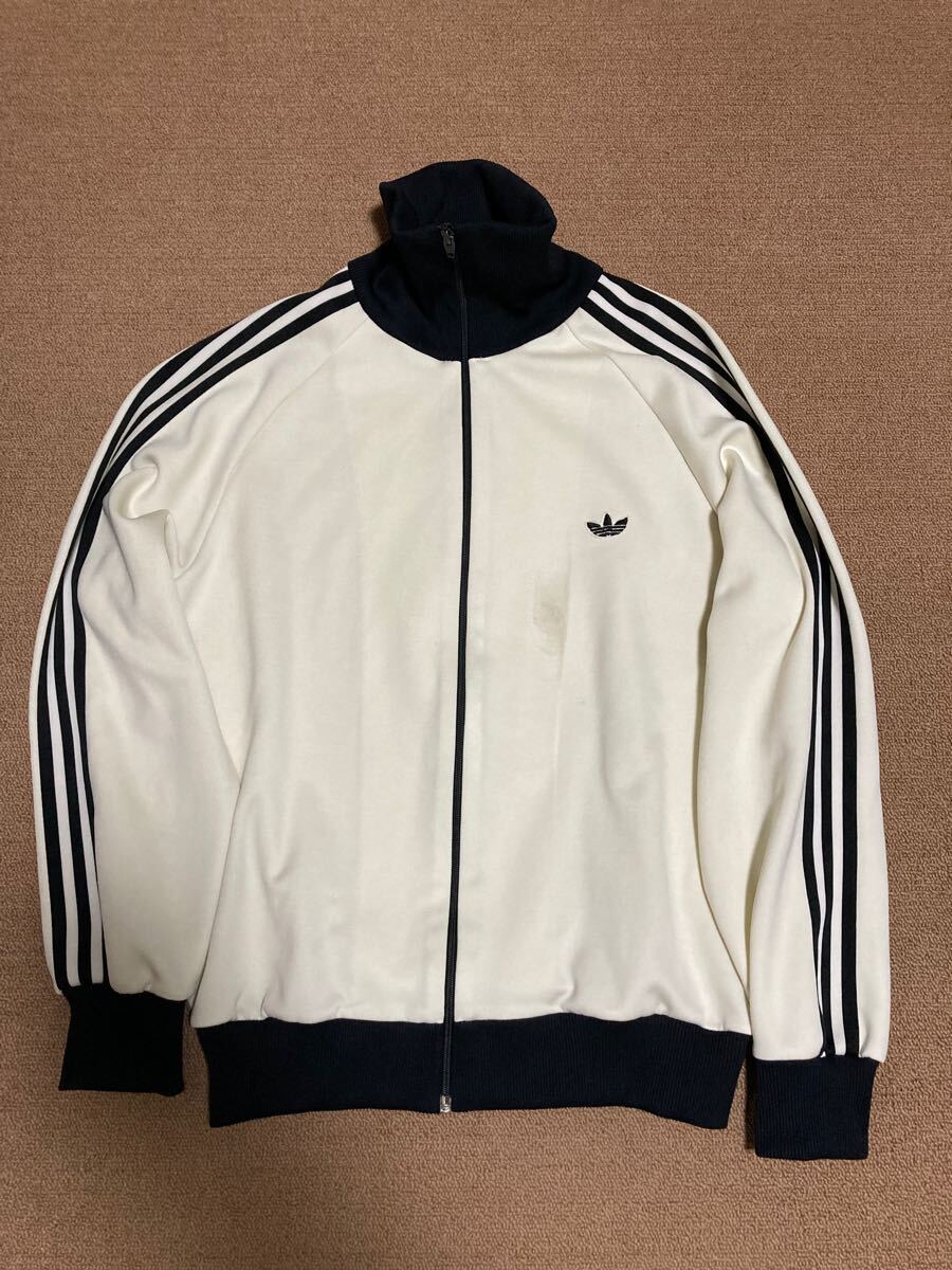 80s adidas デサント トラックジャケット 5号 ホワイト ブラック