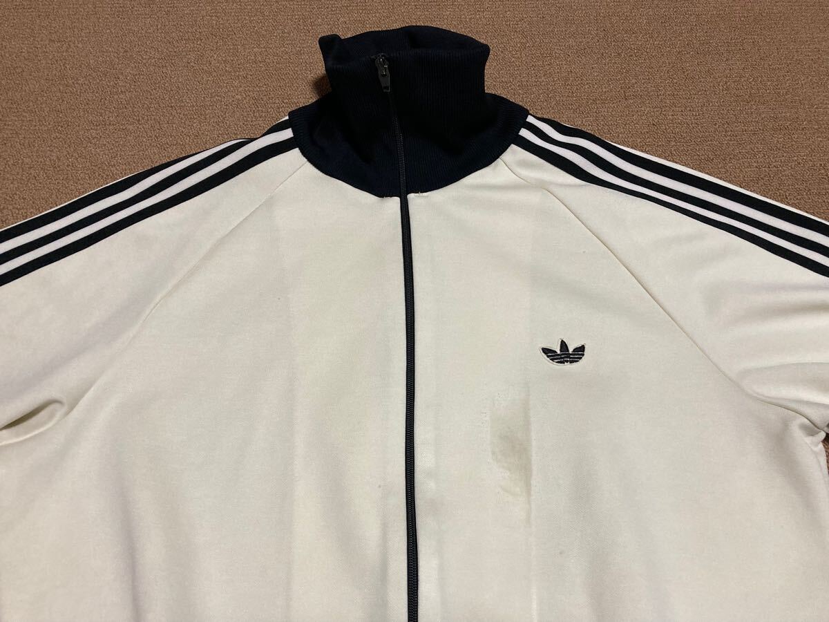 80s adidas デサント トラックジャケット 5号 ホワイト ブラック