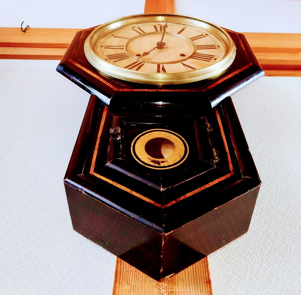 OH済完動美品〉精工舎 十寸金筋八角ゼンマイ振り子掛け時計