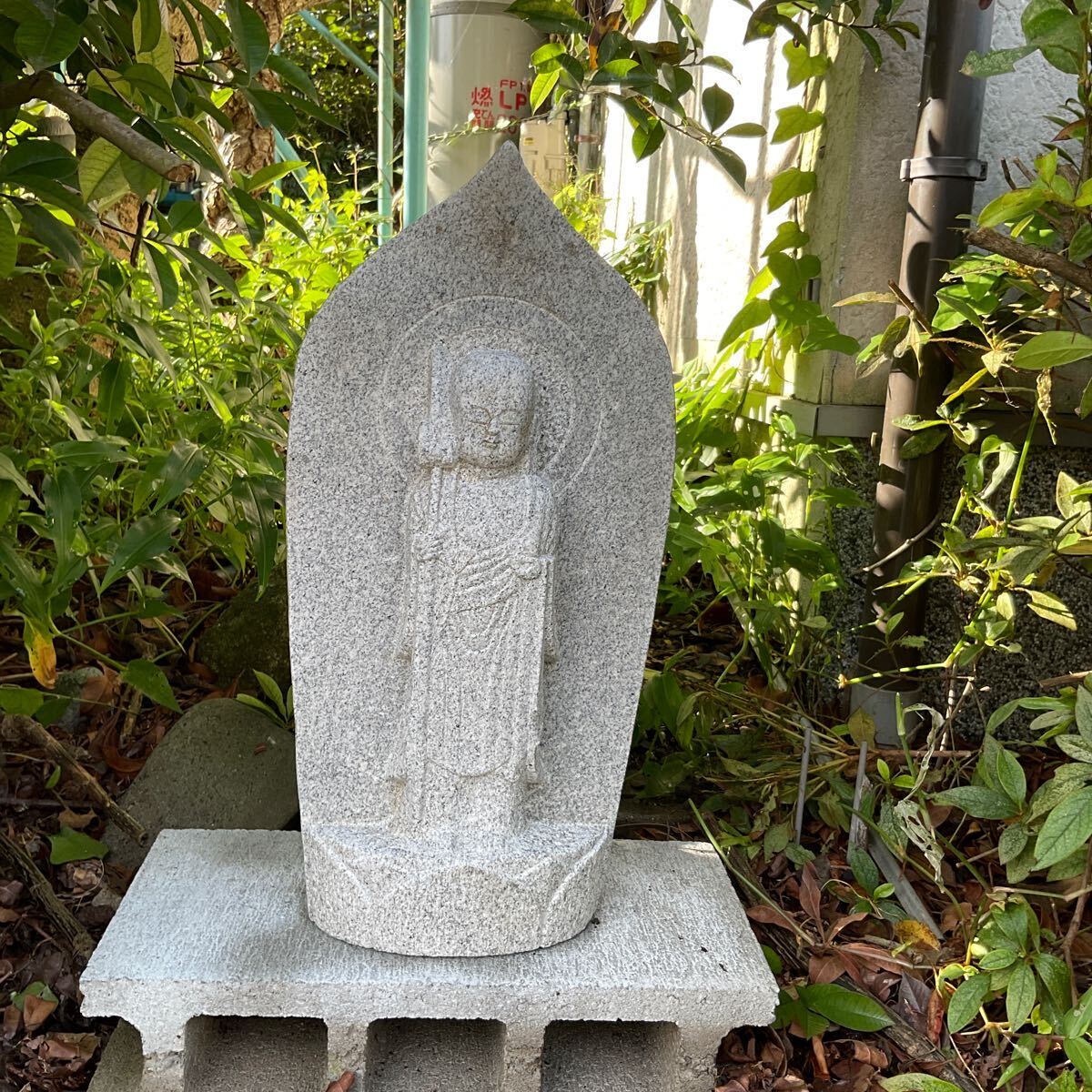 送料無料 地蔵菩薩 舟形石仏 お地蔵さん 高さ46cm 重さ約26kg 御影石