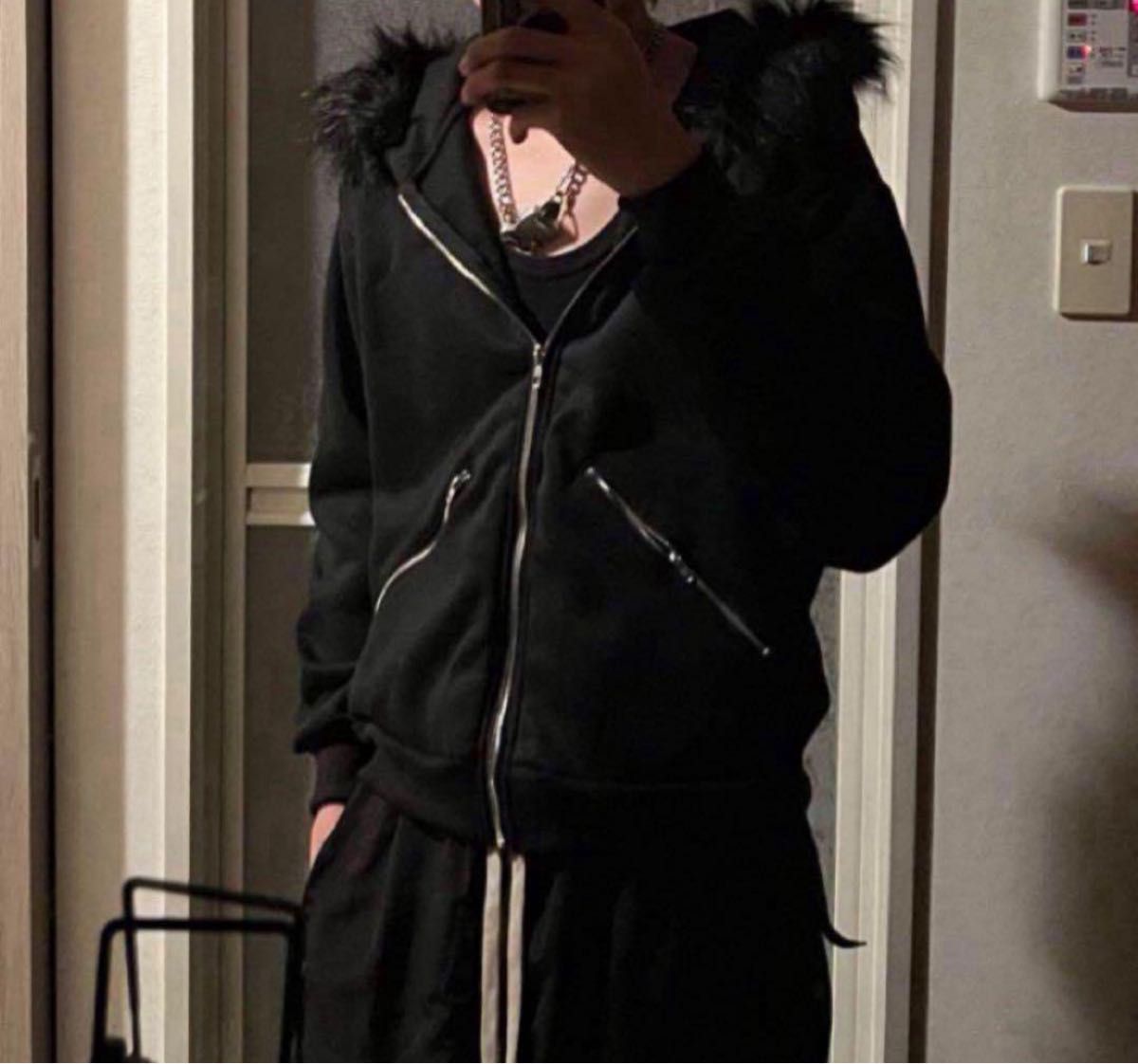 opium ファー付きパーカー ファーパーカ y2k 短丈フーティー cozy