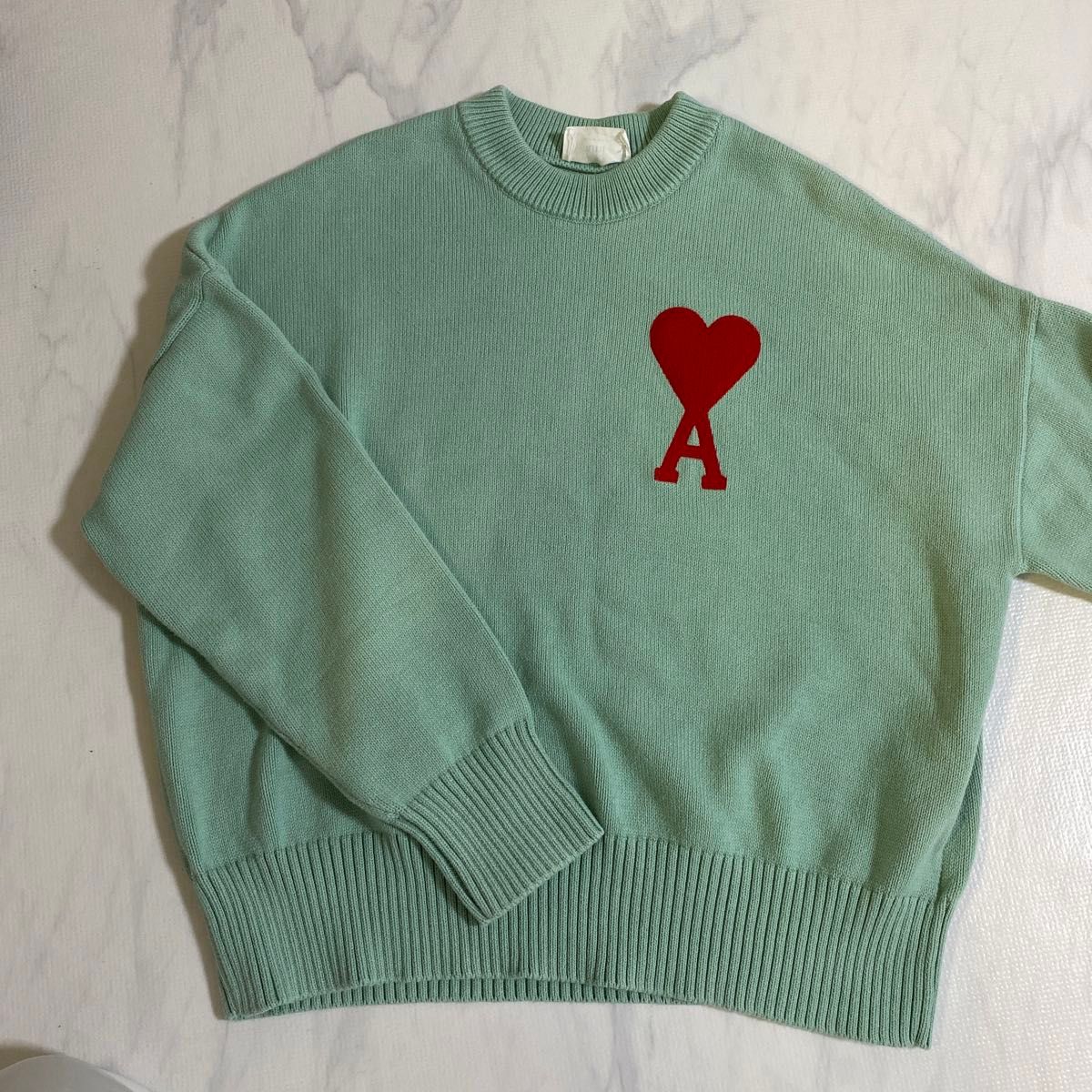 ami paris アミ ミントグリーン ニット セーター ハート刺繍｜Yahoo